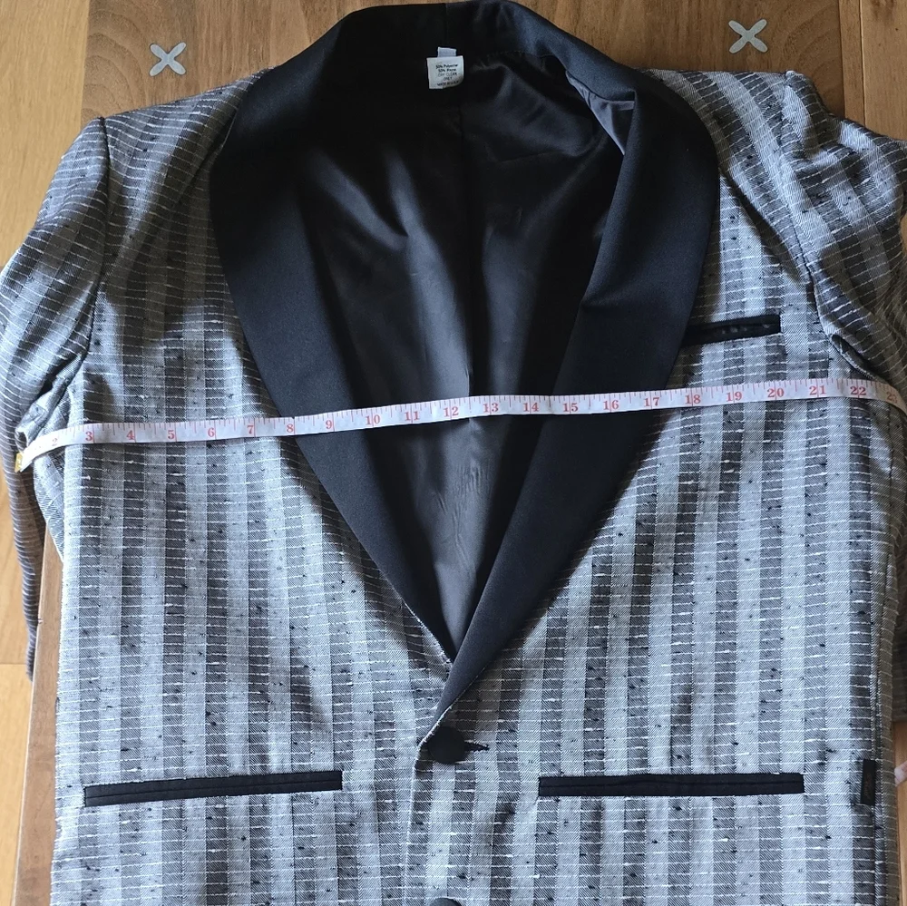 Vintage Y2k New Wave Tuxedo Blazer 80s 90s Gray Black Punk